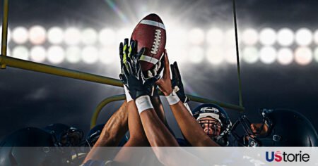 Drake Maye throwing a pass for the New England Patriots, Patriots celebrate victory over the Giants 33–15, Patriots offense in action during Monday night game, Drake Maye leading Patriots on the field, Patriots defense pressuring Giants quarterback