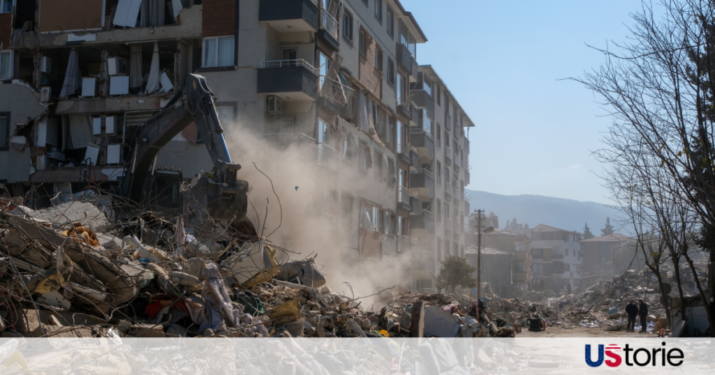 Structural damage after 7.5 magnitude earthquake in northern Japan