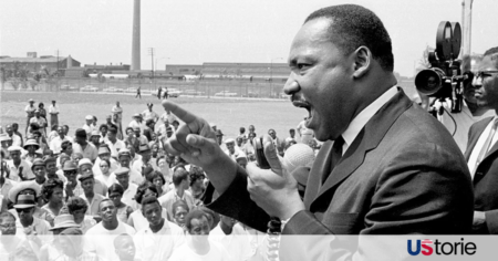 Martin Luther King Jr. speaking during civil rights march reflecting on opportunity and justice