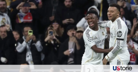 Vinicius Jr celebrating after scoring for Real Madrid against Monaco