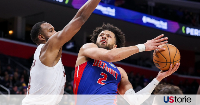 Pistons Outlast Cavaliers After Final-Second Chaos Jalen Duren celebrating a dunk during the Pistons' overtime victory against the Cleveland Cavaliers at Little Caesars Arena.