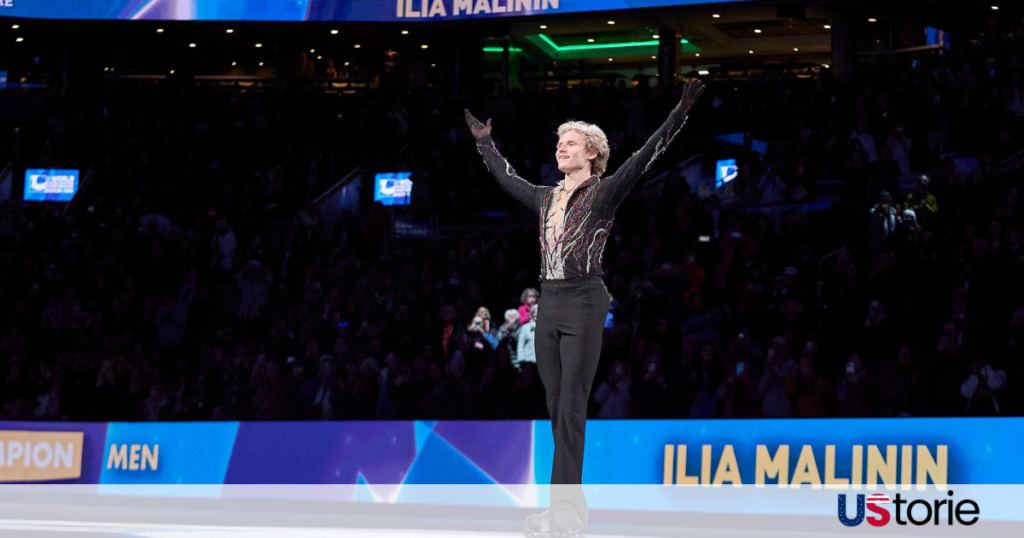 Ilia Malinin performing Olympic free skate routine on ice
