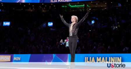 Ilia Malinin Places 8th After Two Falls in Olympic Free Skate Ilia Malinin performing Olympic free skate routine on ice