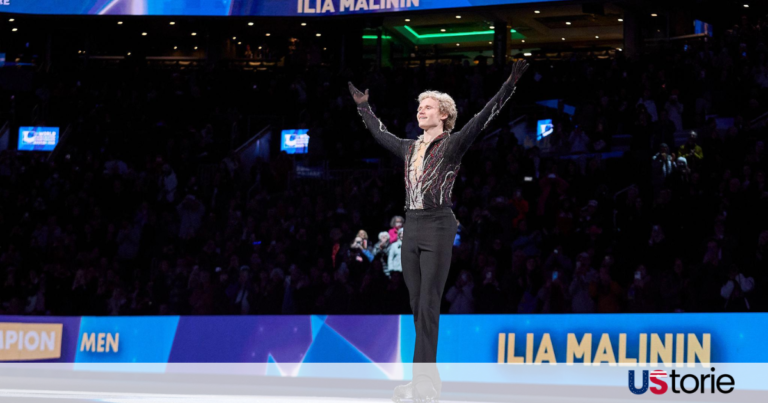 Ilia Malinin performing Olympic free skate routine on ice