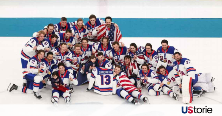 Team USA players celebrate Olympic hockey gold medal victory honoring Johnny Gaudreau, us news, trending news, breaking news