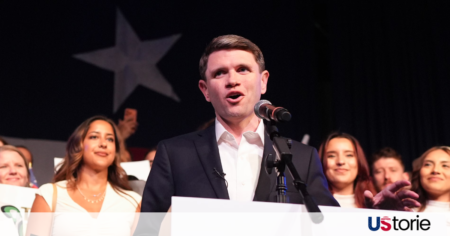 James Talarico Wins Fierce Texas Senate Primary James Talarico addressing supporters in Austin after being declared the winner of the Democratic primary for the US Senate, Us News, Breaking News, trending News