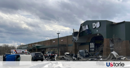 Debris from destroyed homes in Union City, Michigan, after a deadly tornado on March 6, 2026.,us news , breaking news