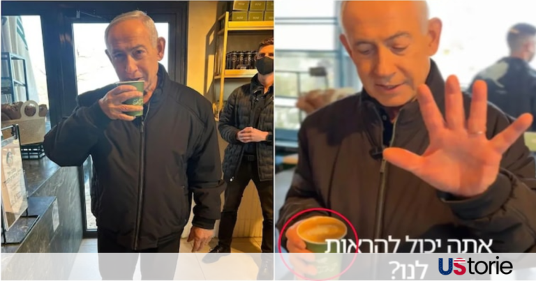 A screenshot of Benjamin Netanyahu in a roadside market from the viral "coffee video" released in March 2026.