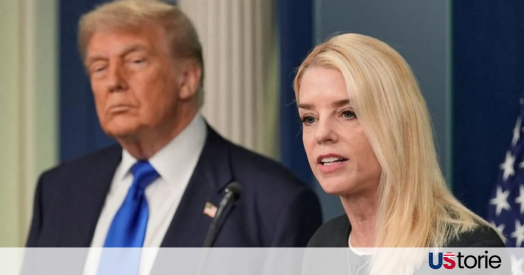Pam Bondi exiting the Department of Justice following her dismissal by the Trump administration