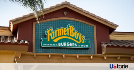 A Farmer Boys restaurant exterior with a "closed" or "for lease" sign, representing the financial struggles in the fast-casual industry
