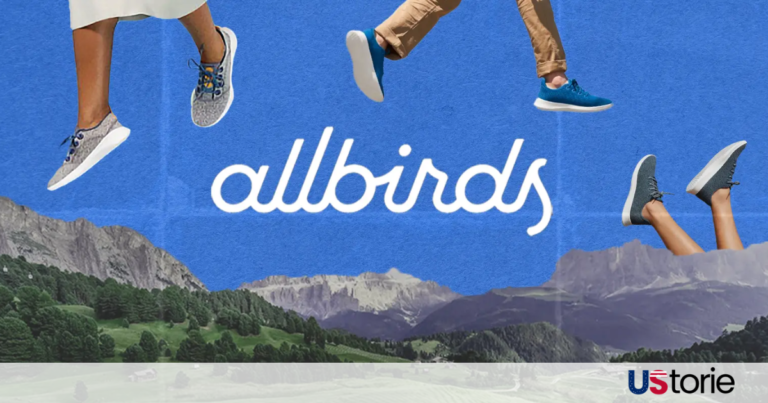 A symbolic transition of the Allbirds wool sneaker logo morphing into a digital AI circuit board.