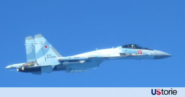 Swedish JAS 39 Gripen fighter jet escorting a Russian Tu-22M3 strategic bomber over international waters in the Baltic Sea