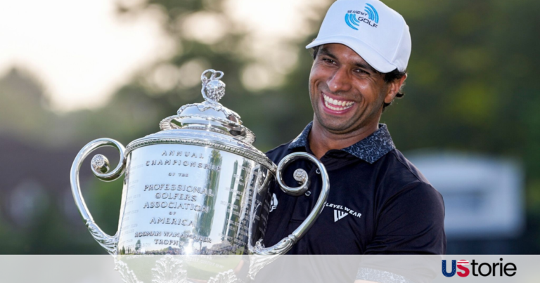 Aaron Rai’s Historic PGA Win and the Contenders Left in the Dust Aaron Rai holding the Wanamaker Trophy at the 2026 PGA Championship; Alex Smalley looking disappointed on the 18th green; Matti Schmid walking down the fairway under heavy skies.
